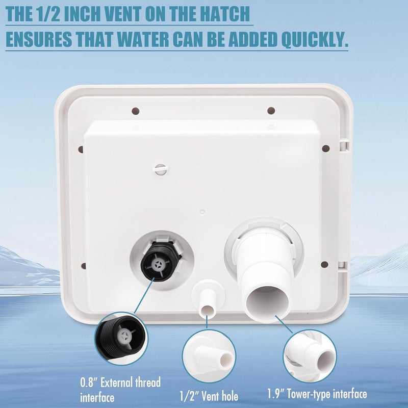 9TH SHOP Gravity/City Water Inlet Hatch, White Gravity City Water Hatch Fill Dish Lock Keys RV Trailer - Image 5
